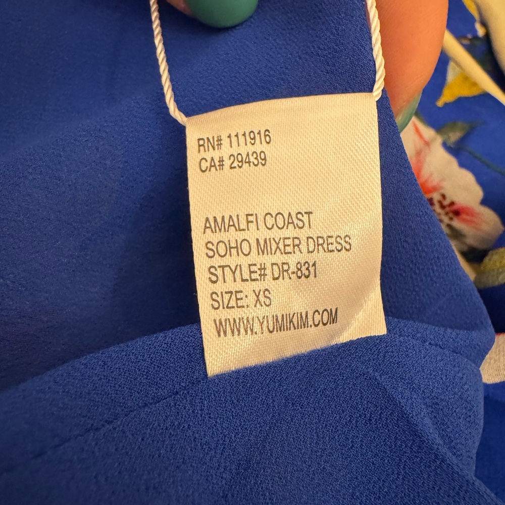 NWT Yumi Kim XS Amalfi Coast SoHo Mixer Silk Vibrant Blue Floral Mini Dress - Picture 14 of 16
